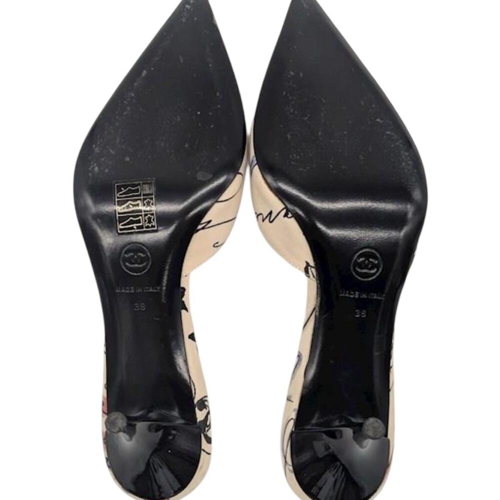 Vintage Y2K Chanel Script-Print CC Logo Women’s Mules Size 38 - Picture 8 of 15